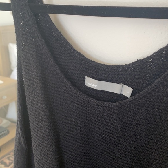 Theory black tank linen knit top - Picture 2 of 4